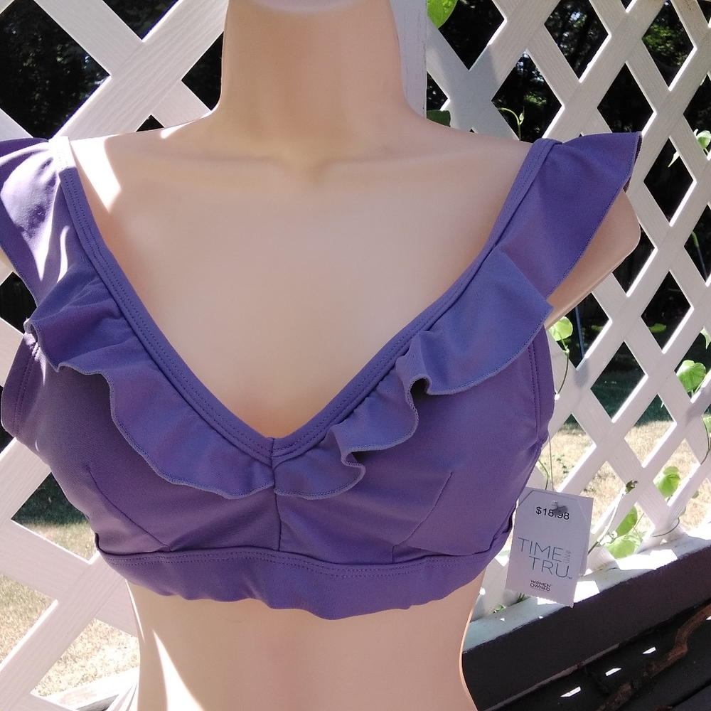 Time And Tru Women's Ruffle Swim Top Sz: S (4-6)